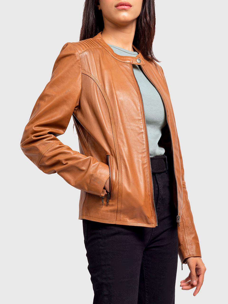 Bia Tan Brown Leather Jacket